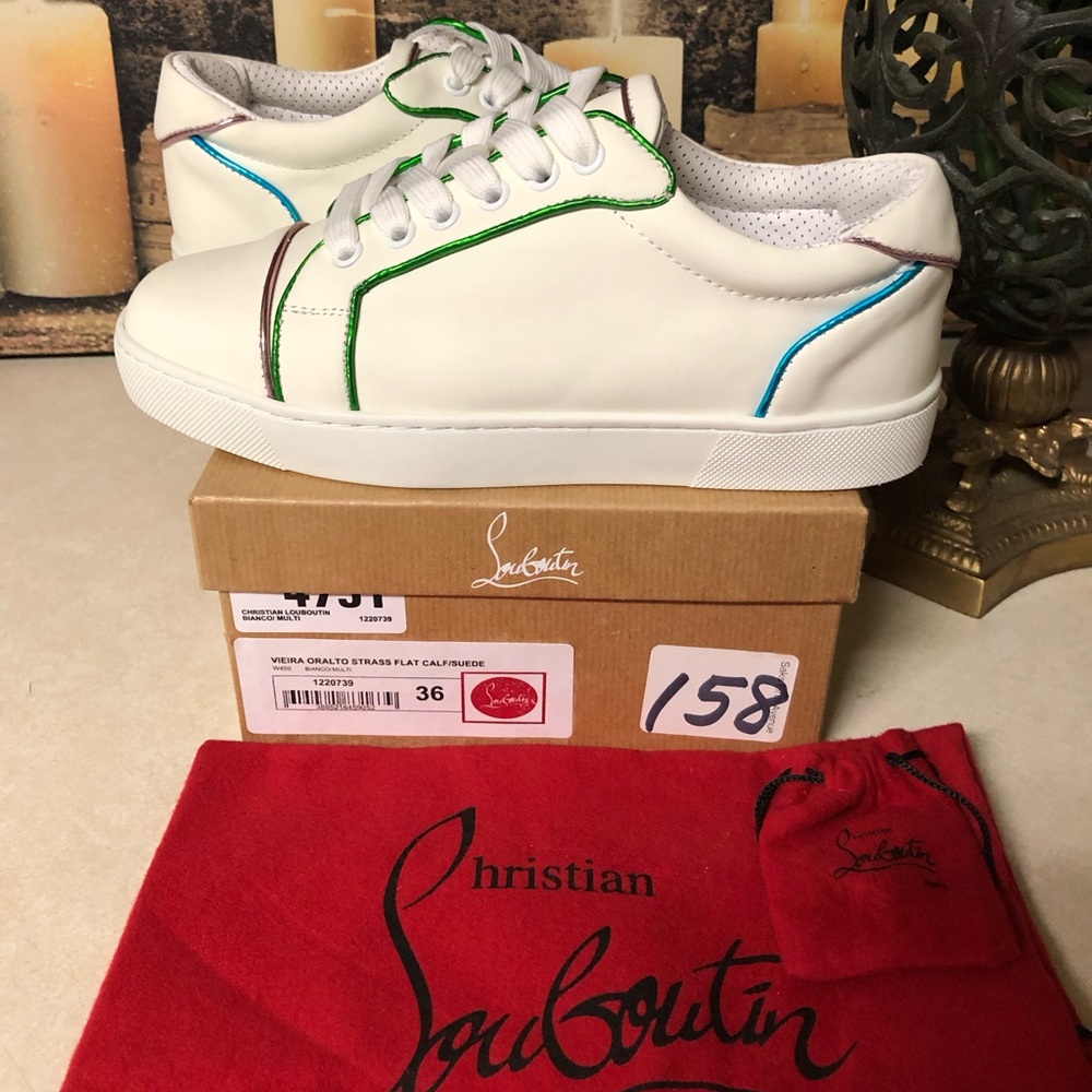 Christian Louboutin Low-Top Sneaker Women Size 6 White Vieira Multi
